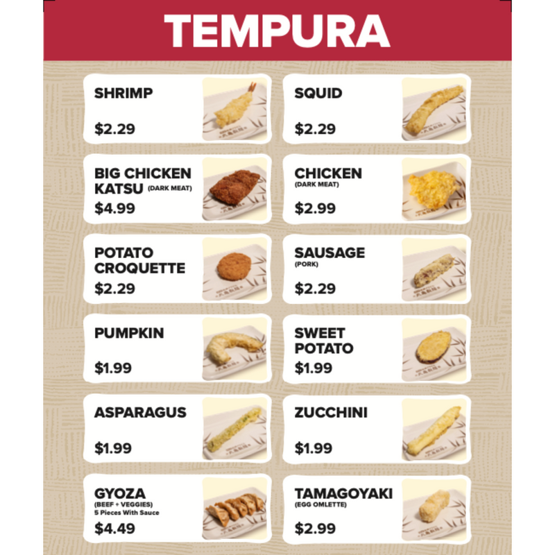 Mainland_Tempura list
