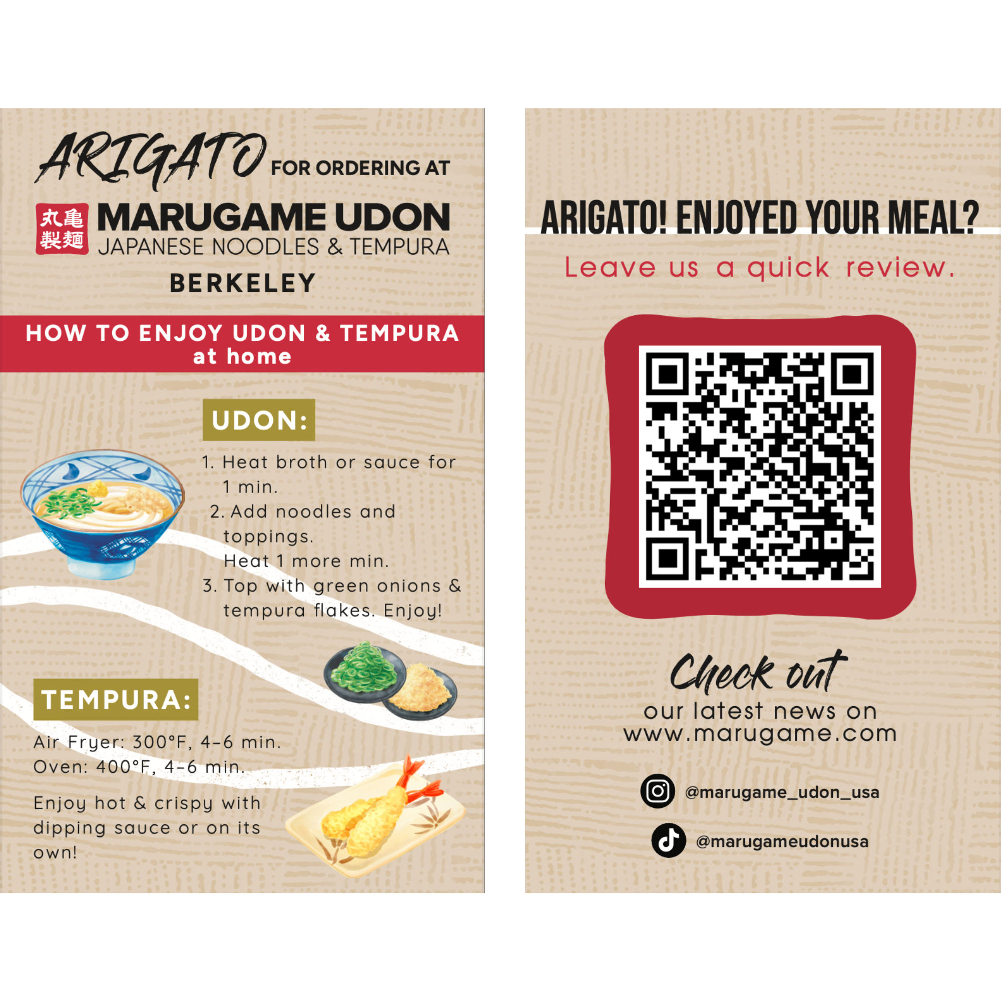 Takeout/Delivery Reheat Card