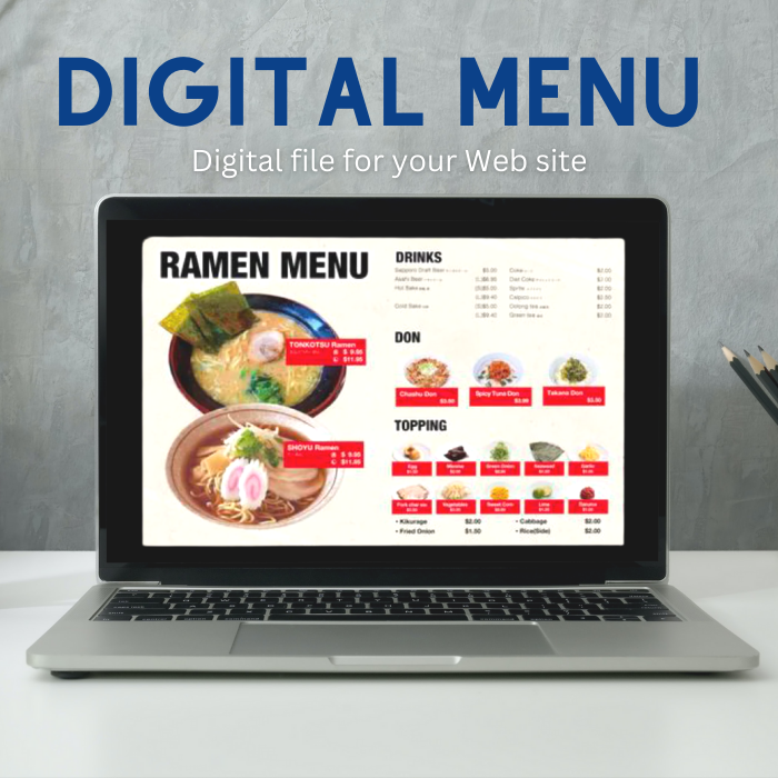 digital menu digital file for your web site
