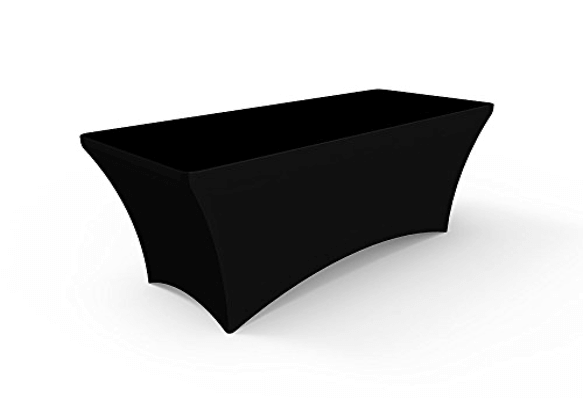 8ft Solid Black Stretch Table Cover