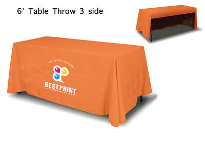 6ft Table Throw - 3 sides (Open Back)